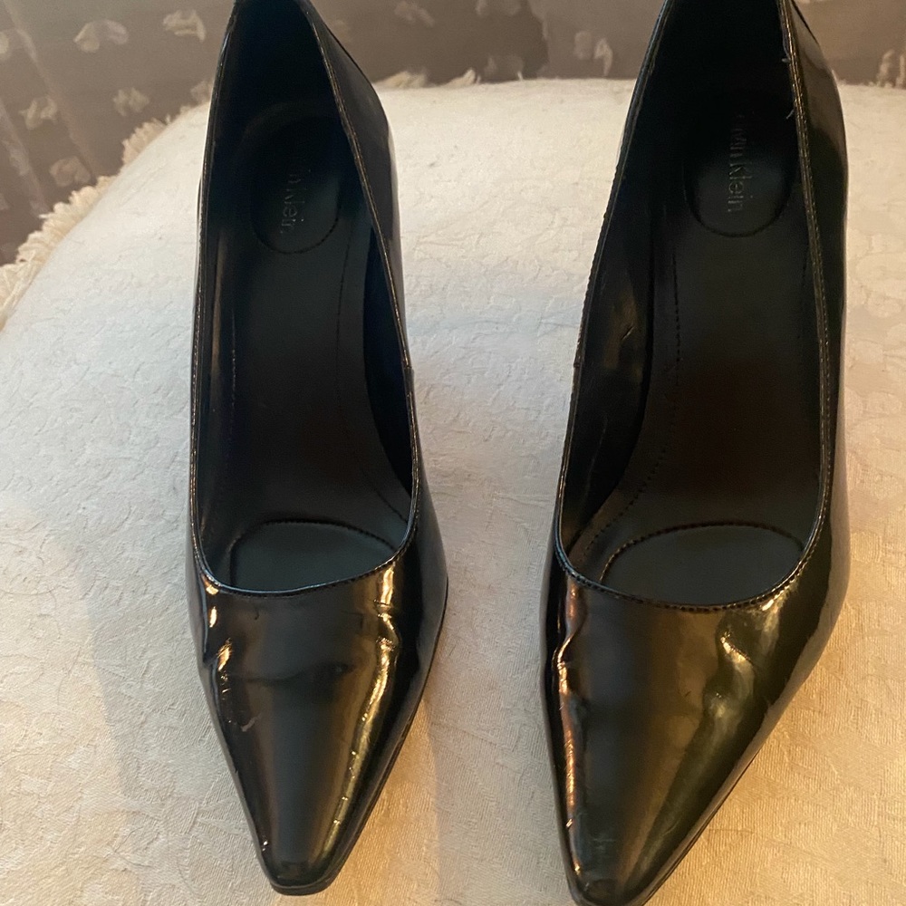 Calvin Klein black patent leather heels.